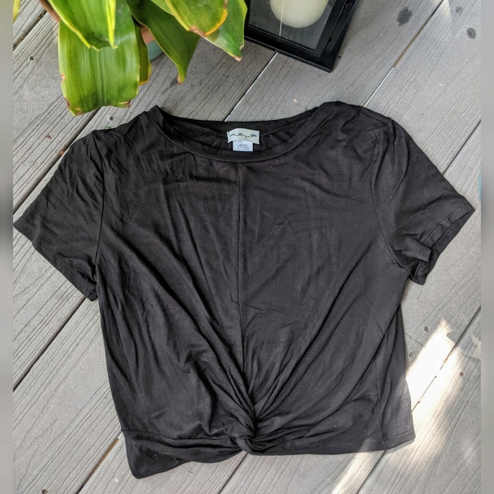 Black Twist-Knot Crop Top